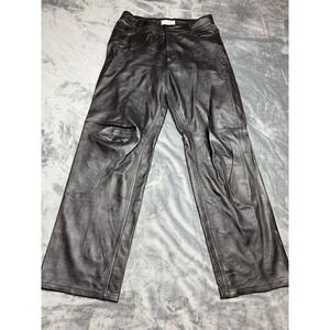 HM Wide Leg High Rise Leather Pants Size 12 Or 34x31